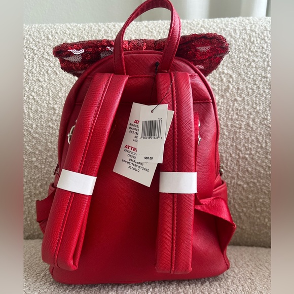 NEW!!! Disney Parks Loungefly Mini Backpack - Minnie Mouse - Red Sequin Bow - Picture 6 of 6